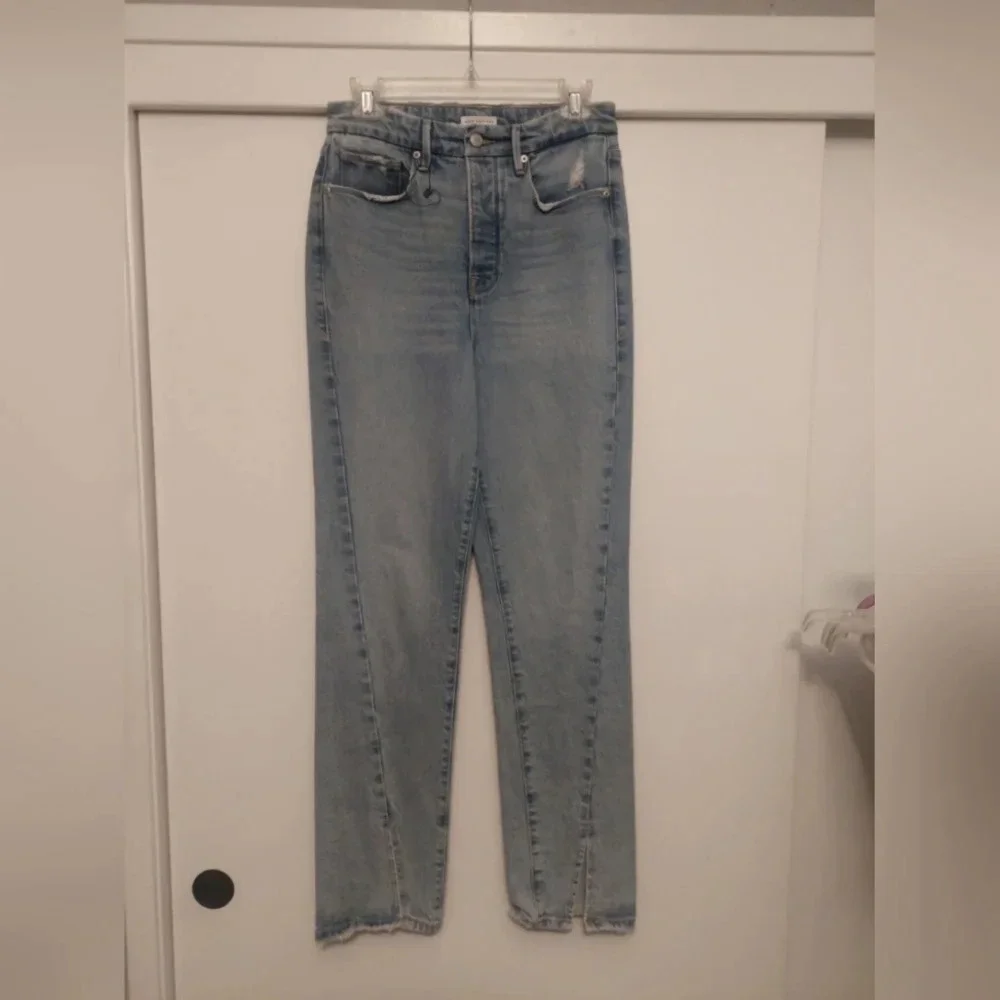 New Good American Good Boy split hem jeans size 4/27 - Picture 3 of 9